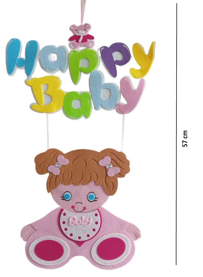 Gold Leaf Happy Baby Girl Decorations - Pink Welcome Happy Baby Banner for Baby Shower, Home Reception, and Kids' Birthday Decoration (Girl) - Image 4